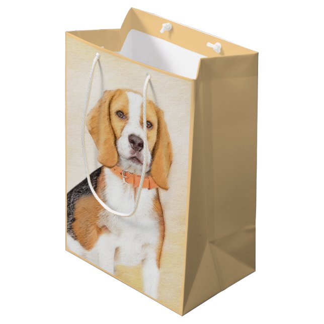 Bolsa De Regalo Mediana Beagle Hound Dog Pintura original de animales (Angulo Anverso)