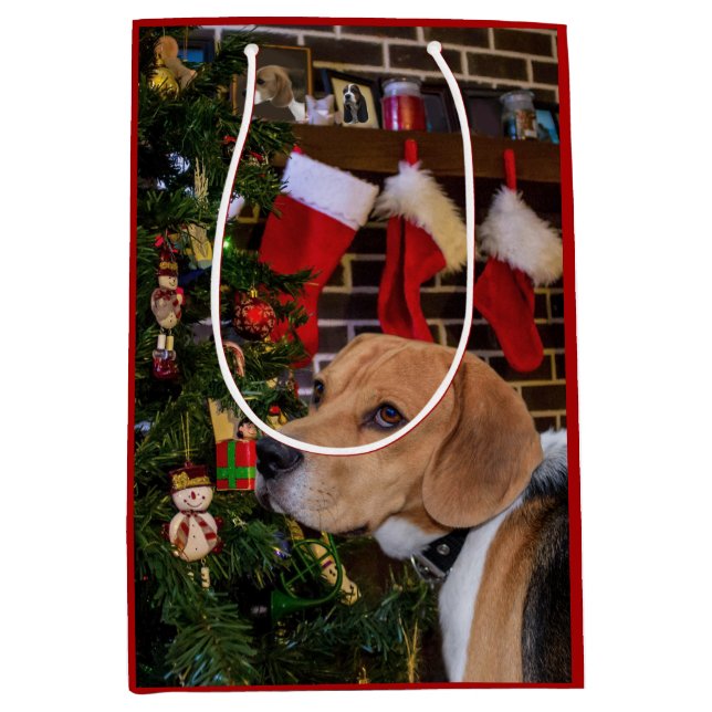 Bolsa De Regalo Mediana Beagle Navidades (Anverso)