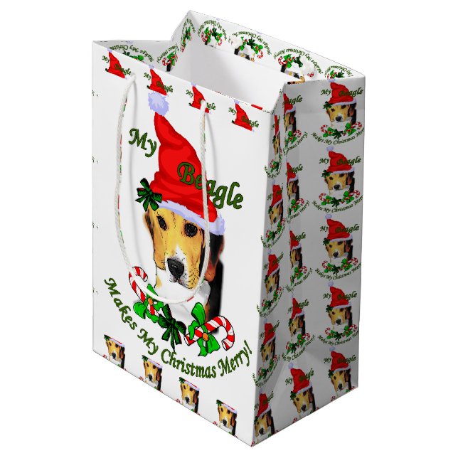 Bolsa De Regalo Mediana Beagle Navidades Merry (Angulo reverso)