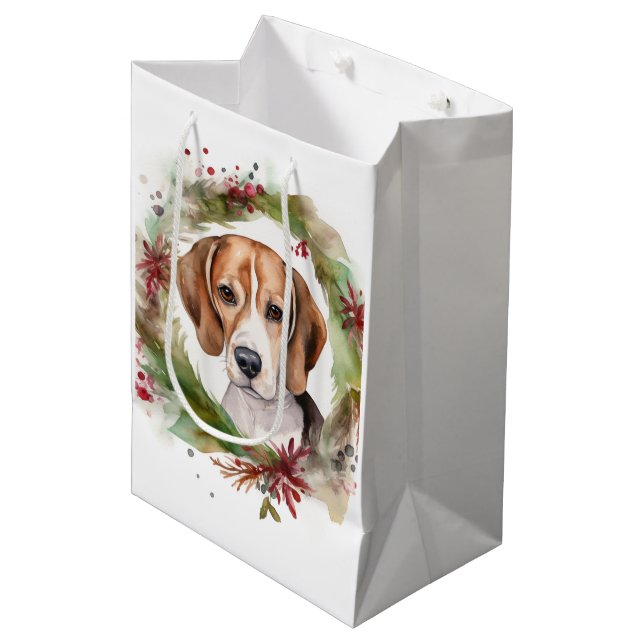 Bolsa De Regalo Mediana Beagle Navidades Wreath Festimes Pup (Angulo Anverso)