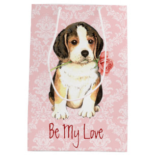 Bolsa De Regalo Mediana Beagle subió tarjeta del día de San Valentín