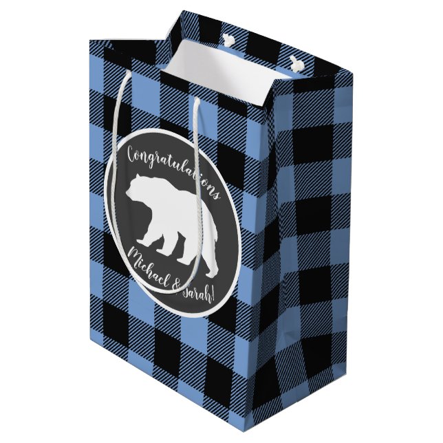 Bolsa De Regalo Mediana Bear Baby Shower Boy Blue (Angulo reverso)