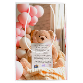 Bolsa De Regalo Mediana Beary First Birthday Fall Bear Girl 1st Birthday W