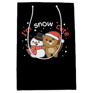 Bolsa De Regalo Mediana Beaver I'm Snow Cute Snowman Snow Pun