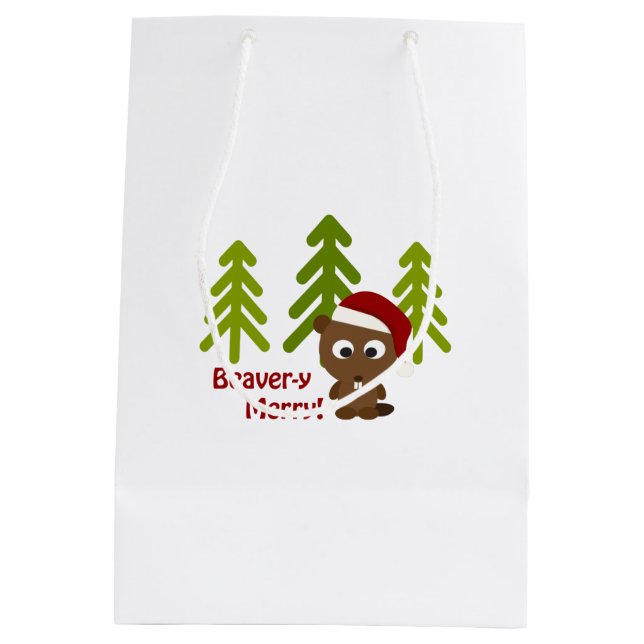 Bolsa De Regalo Mediana ¡Beaver-y Merry! Navidades Beaver (Reverso)