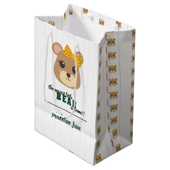Bolsa De Regalo Mediana Bebé - Bear con verde y oro (Angulo Anverso)
