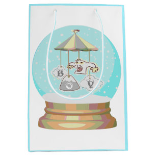 Bolsa De Regalo Mediana Bebé ducha invierno nieve yeti nieve globo azul bl