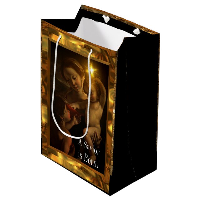 Bolsa De Regalo Mediana Bebé dulce Jesús Glossy   (Angulo Anverso)