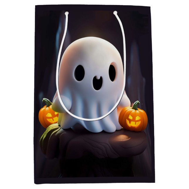 Bolsa De Regalo Mediana Bebé Fantasma Típico personaje de Halloween (Anverso)