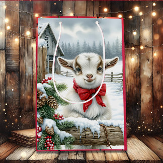Bolsa De Regalo Mediana Bebé festivo lindo en los Navidades de la granja
