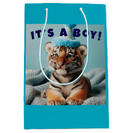 Bolsa De Regalo Mediana Bebé lindo revelar niño tigre azul bebé