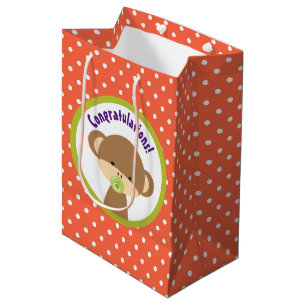 Bolsa De Regalo Mediana Bebé marrón con felicitaciones pacificadoras