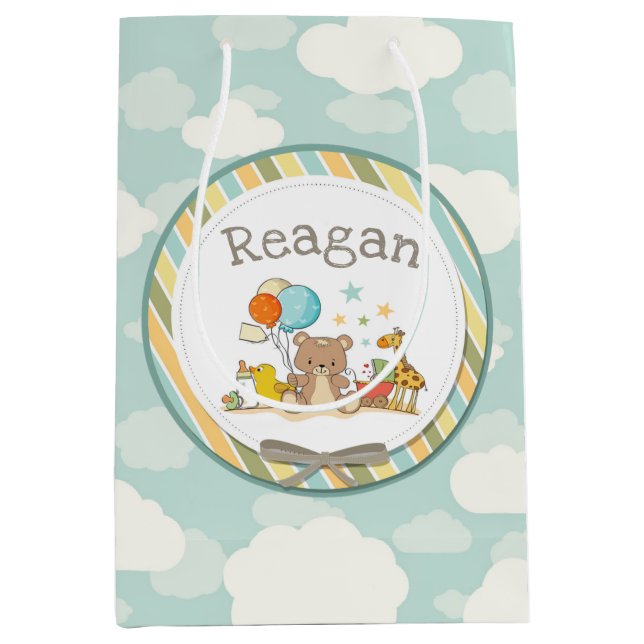 Bolsa De Regalo Mediana Bebé Teddy Bear Giraffe Rubber Ducky (Anverso)