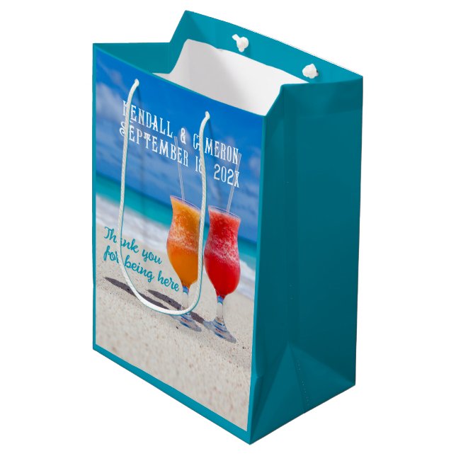 Bolsa De Regalo Mediana Bebidas de playa Bienvenida/Bolsas Favoritas Boda (Angulo Anverso)