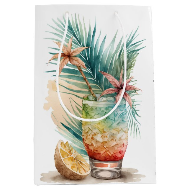 Bolsa De Regalo Mediana Bebidas Tropicales En Blanco (Anverso)