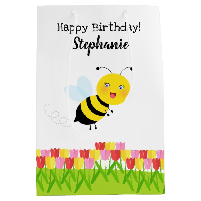 Bolsa De Regalo Mediana Bee en Tulip Garden (Anverso)