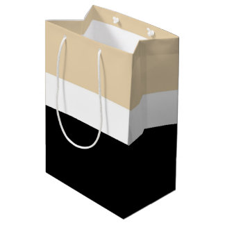 Bolsa De Regalo Mediana Beige Black Abstract Stripe