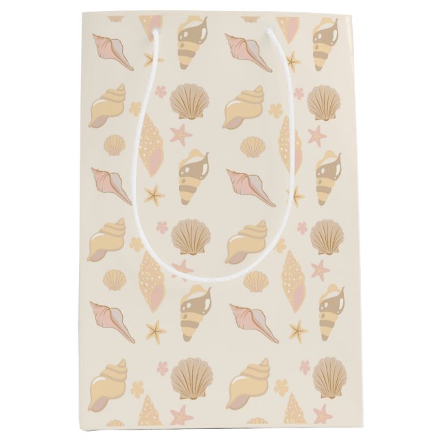 Bolsa De Regalo Mediana Beige Shells Pattern (Anverso)