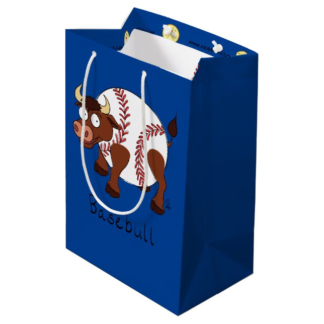 Bolsa De Regalo Mediana Béisbol Bull Sports Funny Kids (Angulo reverso)