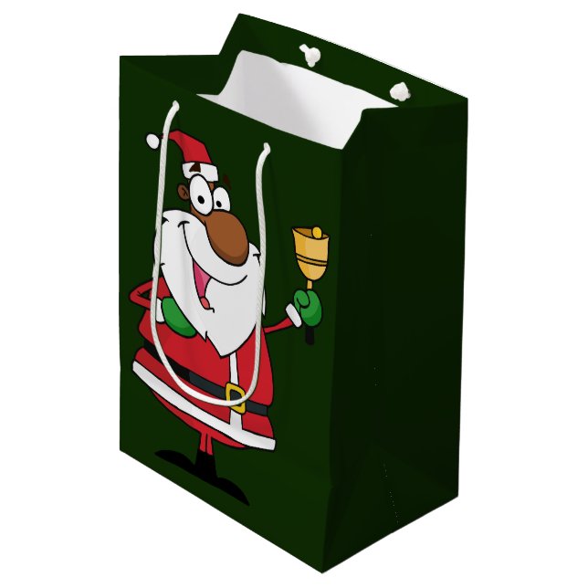 Bolsa De Regalo Mediana Bell Ringing Black Santa Claus (Angulo Anverso)