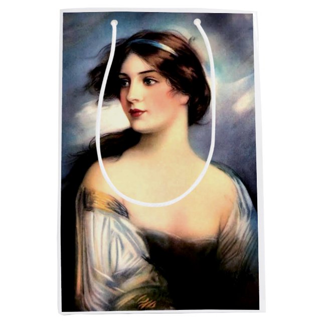 Bolsa De Regalo Mediana bella mujer victoriana con viento (Anverso)