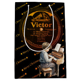Bolsa De Regalo Mediana Bello piano infantil Víctor record Bronce negro