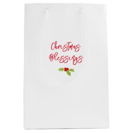 Bolsa De Regalo Mediana Bendiciones de Navidad Alegría de las Fiestas Holl