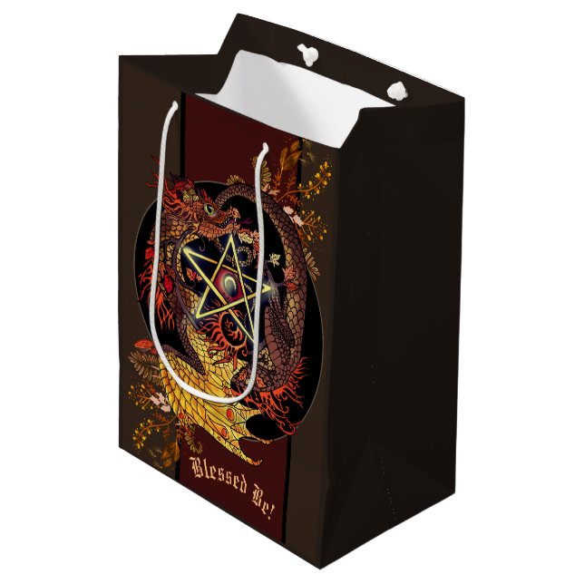 Bolsa De Regalo Mediana Bendito Sea Art Nouveau Pentacle Dragon Medium Gif (Angulo Anverso)