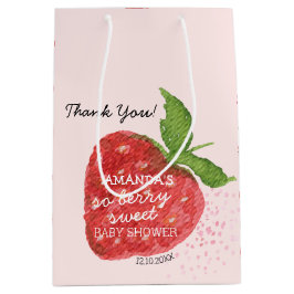 Bolsa De Regalo Mediana Berry Sweet Strawberry Red Pink Baby Shower