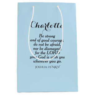 Bolsa De Regalo Mediana Biblia de valor azul claro Verse nombre personaliz