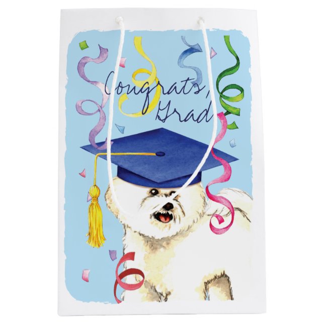Bolsa De Regalo Mediana Bichon Frise Graduate (Anverso)