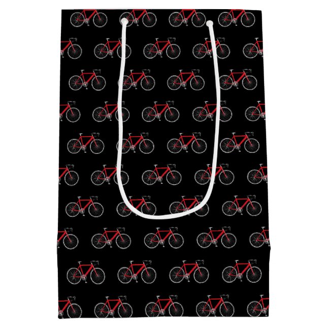 Bolsa De Regalo Mediana Bicicleta roja en negro (Reverso)