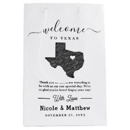 Bolsa De Regalo Mediana Bienvenida a Boda de mapas Minimalistas de Texas
