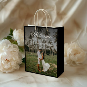 Bolsa De Regalo Mediana Bienvenida a un Boda de caligrafía simple moderna