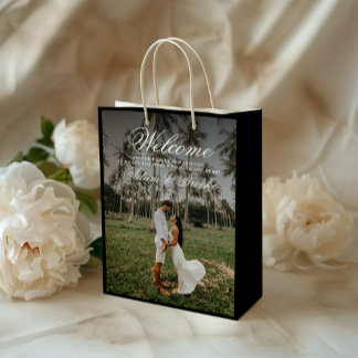 Bolsa De Regalo Mediana Bienvenida a un Boda de caligrafía simple moderna
