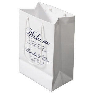 Bolsa De Regalo Mediana Bienvenida al Boda mínimo azul de la Marina