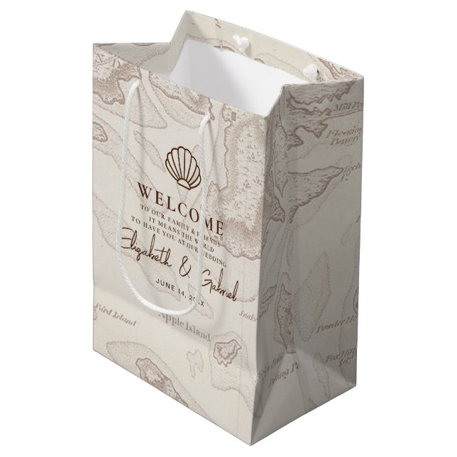 Bolsa De Regalo Mediana Bienvenida Boho Nautical Destination Wedding (Angulo Anverso)