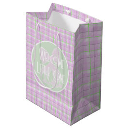 Bolsa De Regalo Mediana Bienvenida pequeña uno lazo rosa y cuadros