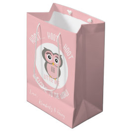 Bolsa De Regalo Mediana Bienvenidos al mundo a los "Hoot de Lechuza Rosa"