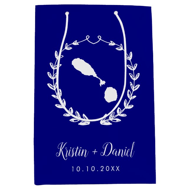 Bolsa De Regalo Mediana Bienvenidos Bodas del mapa naval azul de San Crist (Anverso)