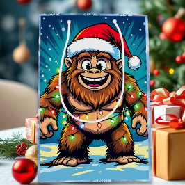 Bolsa De Regalo Mediana Bigfoot Sasquatch divertido de Navidad