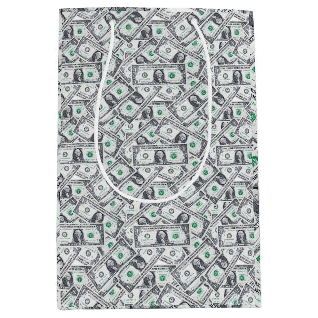 Bolsa De Regalo Mediana Billetes de Dólar (Anverso)