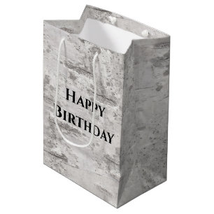 Bolsa De Regalo Mediana Birch Bark Texture Cumpleaños