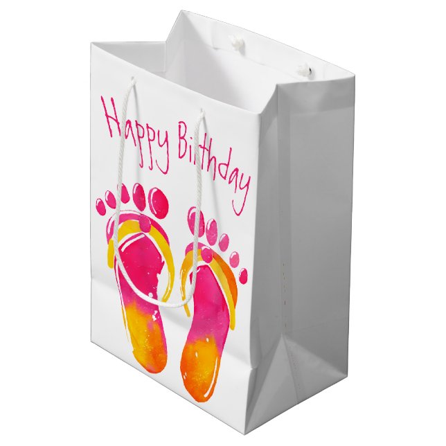 Bolsa De Regalo Mediana Birthday Bare Feet and Flip-flops (Angulo Anverso)