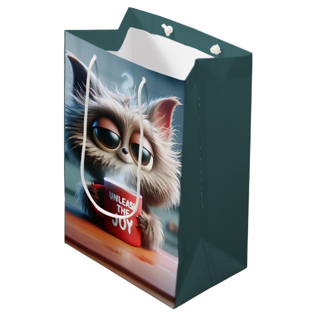 Bolsa De Regalo Mediana Birthday Cat With Fun Text On a Coffee Mug (Angulo Anverso)