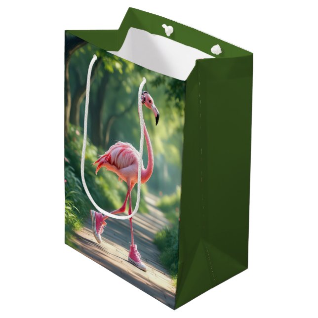 Bolsa De Regalo Mediana Birthday Flamingo In Sneakers With Headphones (Angulo Anverso)