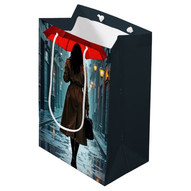 Bolsa De Regalo Mediana Birthday Woman With a Red Umbrella  (Angulo Anverso)