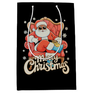 Bolsa De Regalo Mediana Black African American Santa Christmas Xmas