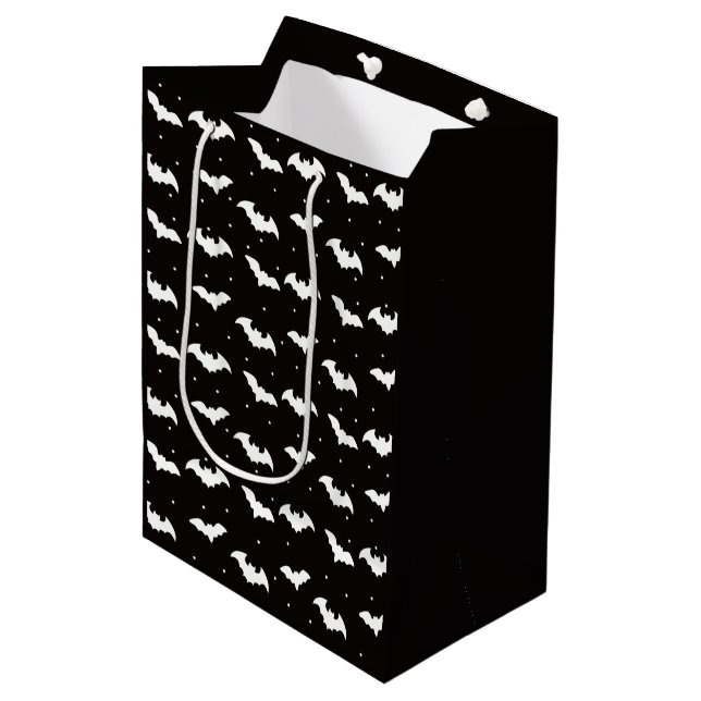 Bolsa De Regalo Mediana Black and White Bats Black Halloween (Angulo Anverso)
