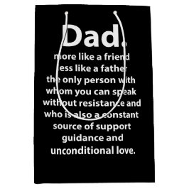 Bolsa De Regalo Mediana Black and White Dad Daddy Quote 